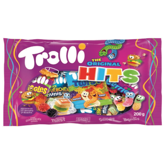 Trolli The Original Hits упаковка с разными мини пакетиками желейных конфет 200g