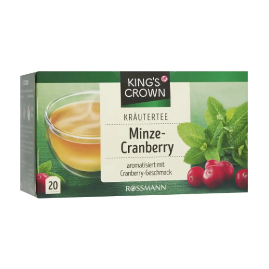 Чай з журавлиною і м’ятою KING'S CROWN Kräutertee Minze-Cranberry 34g Чай з журавлиною і м’ятою KING'S CROWN Kräutertee Minze-Cranberry 34g