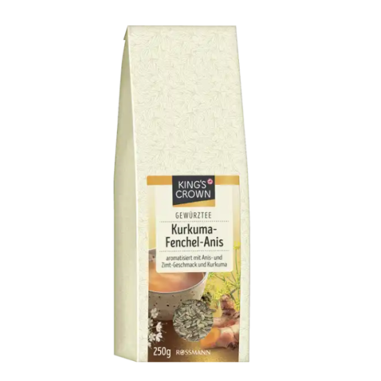 Чай куркума, фенхель, аніс KING'S CROWN Gewürztee Kurkuma-Fenchel-Anis 250g Чай куркума, фенхель, аніс KING'S CROWN Gewürztee Kurkuma-Fenchel-Anis 250g