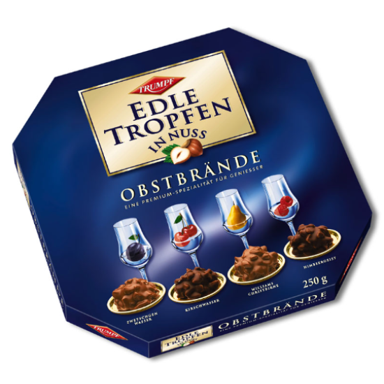 Шоколадные конфеты Edle Tropfen in Nuss Obstbrände 250g Шоколадные конфеты Edle Tropfen in Nuss Obstbrände 250g