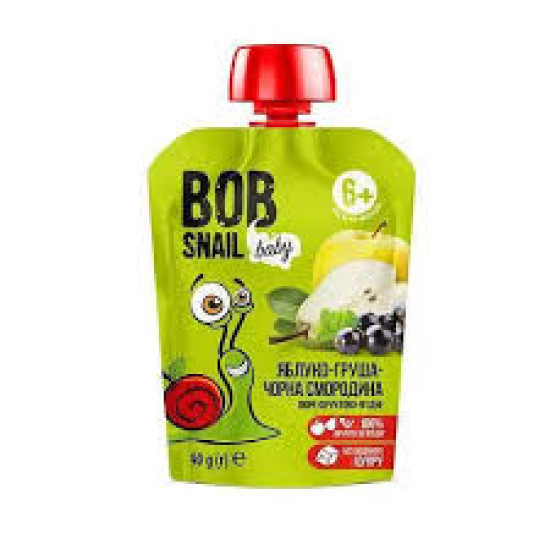 Пюре Яблуко Груша Чорна Смородина Равлик Боб Bob Snail , 90г