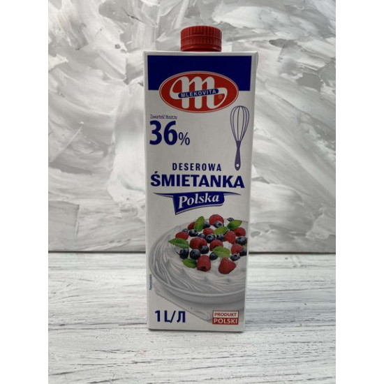 Вершки Mlekovita śmietanka polska 36% 1 л