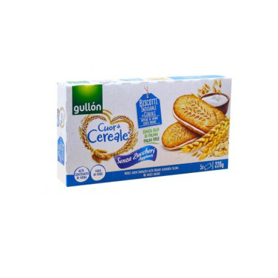 Печиво GULLON сендвіч CDC БЕЗ ЦУКРУ цільнозернове з йогуртом 220г