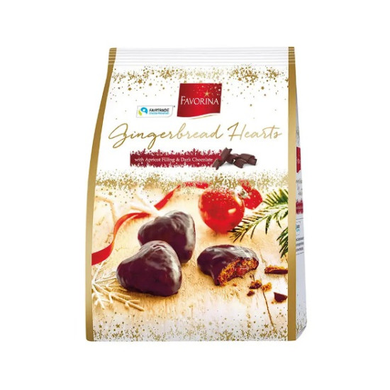 Міні-Пряники серця в темному шоколаді з фруктовою начинкою Favorina Німеччина 300 г 