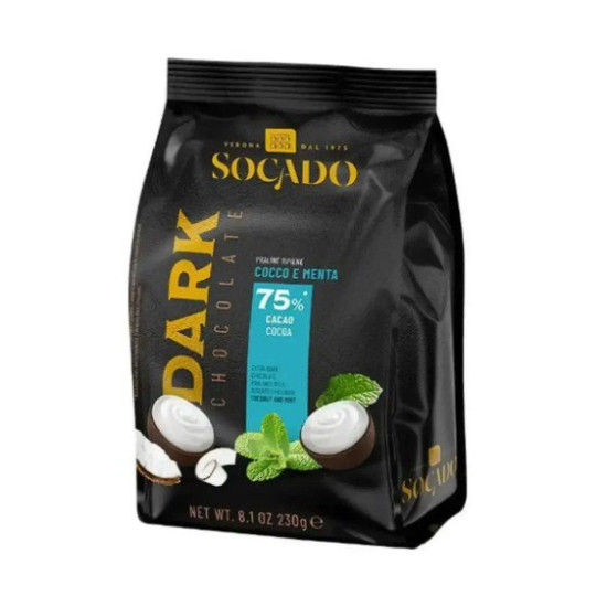 Конфеты ассорти экстратемного шоколада с кокосом и мятой Socado Dark Chocolate Cocco e Menta 230 г Италия 