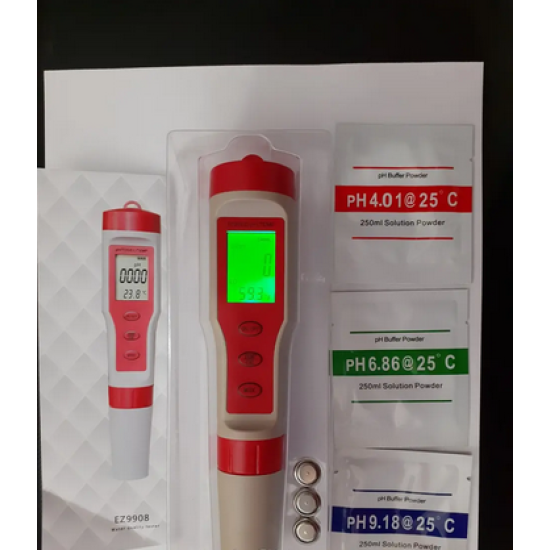 Аналізатор якості води 4 в 1: ТДС метр + Рн метр + кондуктомометр (Ес) + вимірювач температури.