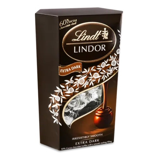 Цукерки шоколадні з помадкою Lindt Lindor Noir Intense 237г Швейцарія