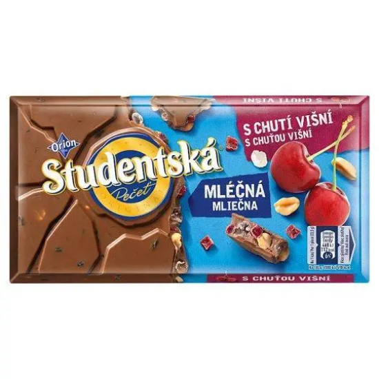 Шоколад молочний Studentska pecet з вишнею й арахісом Чехія 170г 
