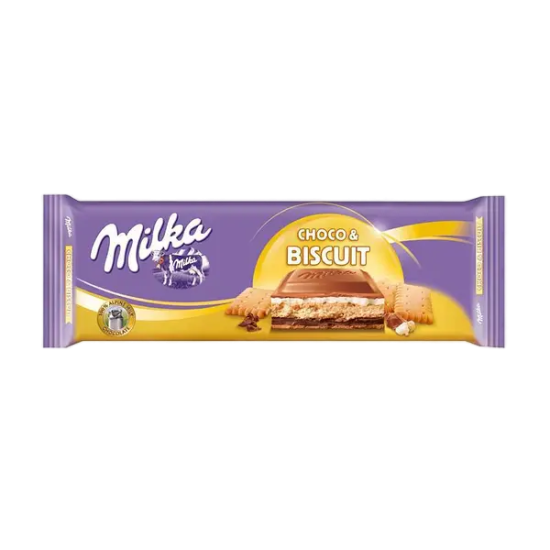 Шоколад молочний із бісквітним печивом Milka Choco Biscuit Швейцарія 300г 