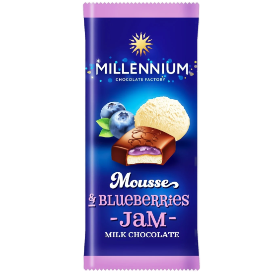 Шоколад молочний із чорничним джемом Millennium Mousse 135 г Україна 