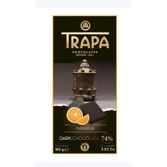 Шоколад Trapa Dark Chocolate 74% Naranja чорний з апельсином, 100 г