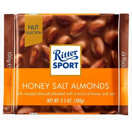 Шоколад Ritter Sport Nut Selection молочний з цільним мигдалем, сіллю та медом 100 г