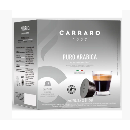 Кава в капсулах Dolce Gusto Carraro Puro Arabica, 16шт Італія (капсули Cararro Puro Arabica)