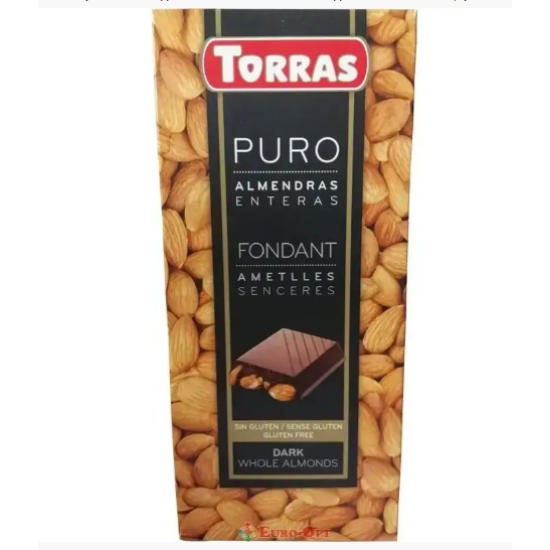 Чорний шоколад Torras Puro Almendras з мигдалем Испания 150 г