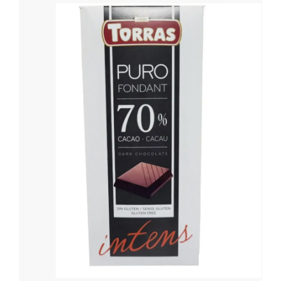 Шоколад Torras черный без глютена Puro Fondant Intens 70% 200 г