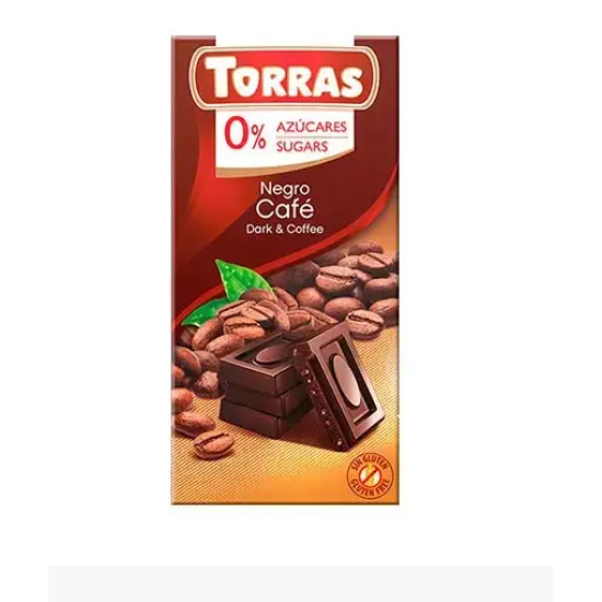 Черный шоколад с кофе (без сахара и без глютена) Torras Dark with coffee 75 г