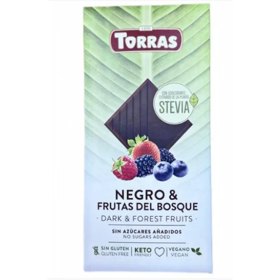 Шоколад Torras черный с лесными ягодами без сахара Torras stevia dark 125г