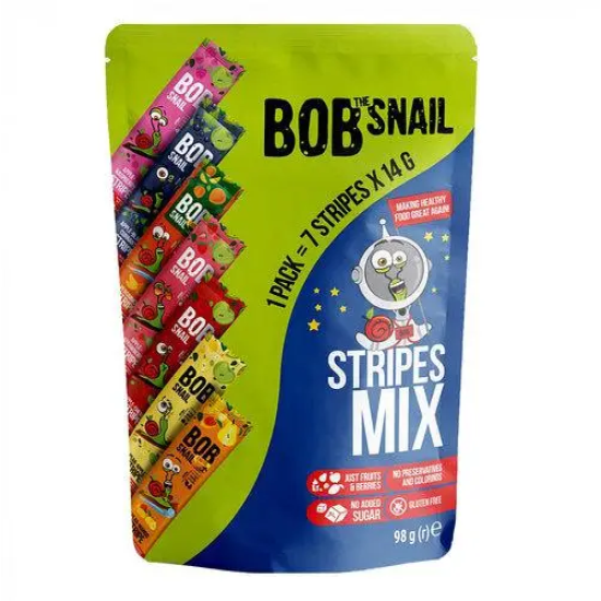 Набор фруктовых конфет Bob Snail Страйпс ассорти, 7 шт (98г)