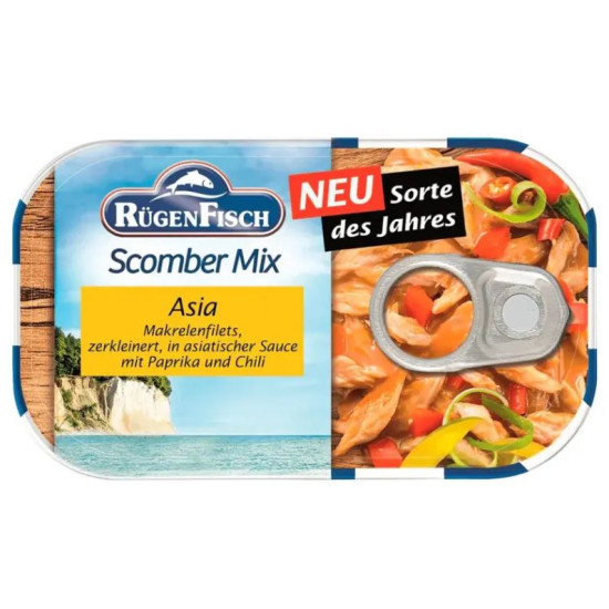 Скумбрія Мікс з овочами по-азійськи (перець чилі, томат) Rugen Fisch Scomber Mix Asia 120 г Німеччина