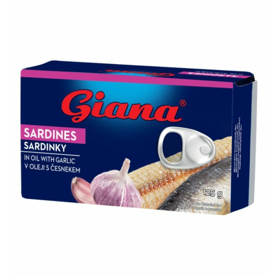 Сардины Giana в Масле с Чесноком Джиана Sardines Sardinky v Oleji s Cesnekem 125 г Чехия