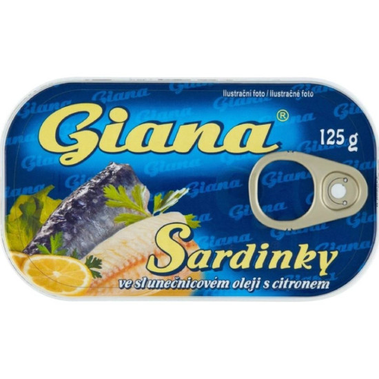 Сардины Giana в Масле с Лимоном Джиана Sardines Sardinky v Oleji s Citronem 125 г Чехия