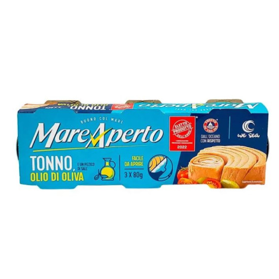 Тунець Шматочками Mare Aperto Tonno Olio di Oliva в оливковій олії упаковка 3х80 г Італія