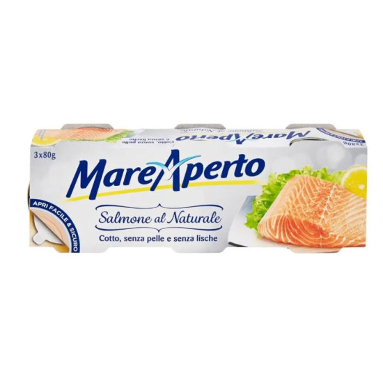 Філе лосося у власному соку Mare Aperto Salmone al Naturale упаковка 3х80 г Італія