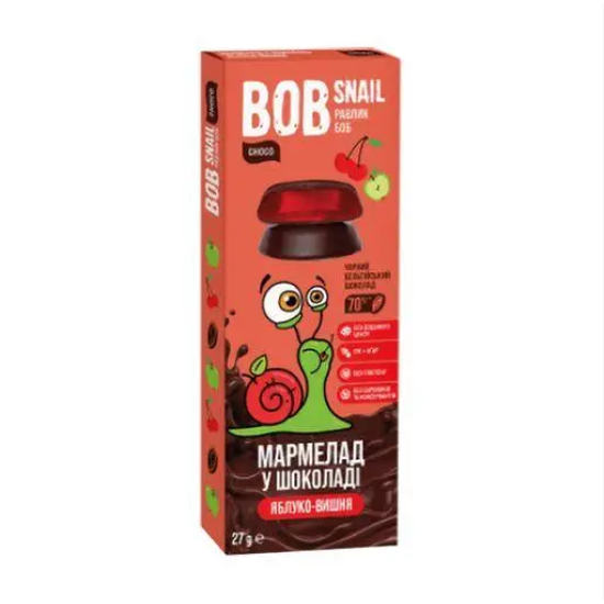 Натуральний Фруктовий Мармелад яблуко-вишня в шоколаді ТМ BOB SNAIL (УЛИТКА БОБ) 27 г