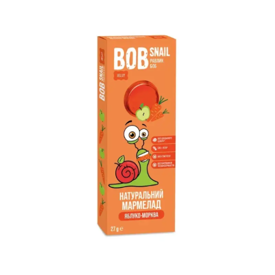 Натуральний Фруктовий Мармелад Яблуко-Морква ТМ BOB SNAIL 27 г мармелад без цукру Равлик Боб