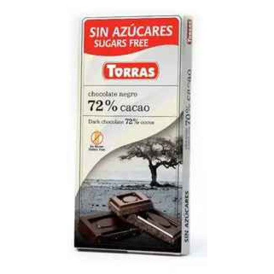 Шоколад чорний без цукру Torras negro 72% какао 75 г