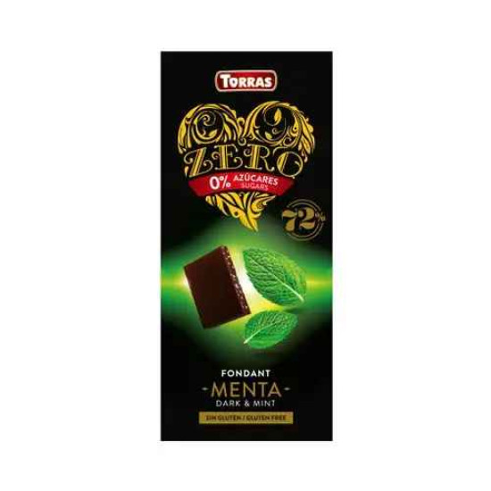 Шоколад чорний без цукру Torras ZERO with mint з м'ятою 100 г