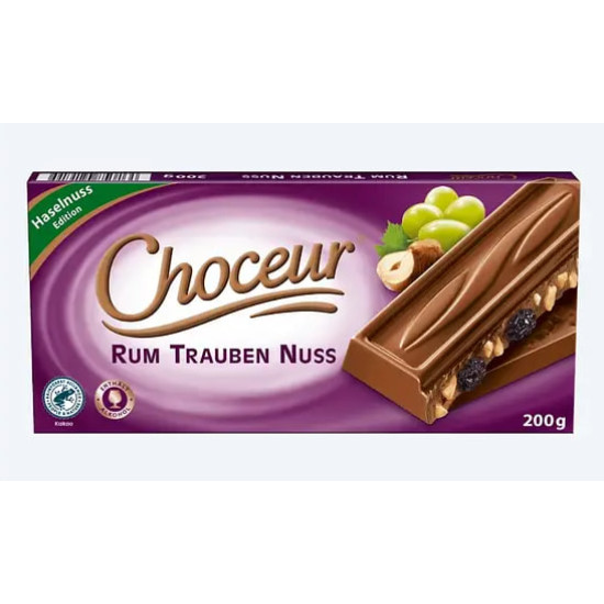 Choceur Rum Trauben nuss Молочный шоколад с ромом, изюмом и фундуком 200g