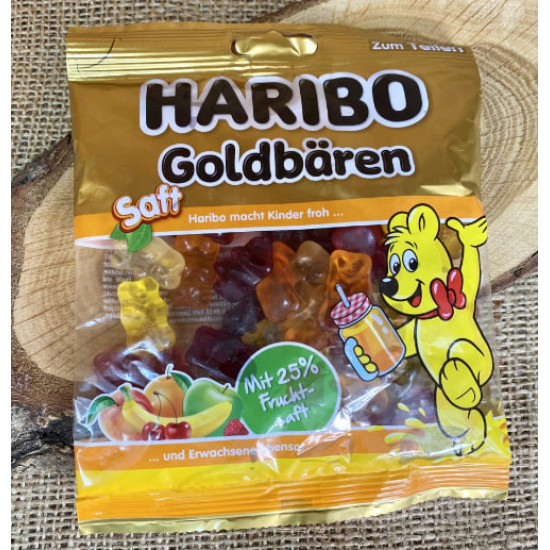 Haribo Saft Goldbären Желейні цукерки з фруктовими смаками у формі Ведмедик із великим додаванням соку 175 g