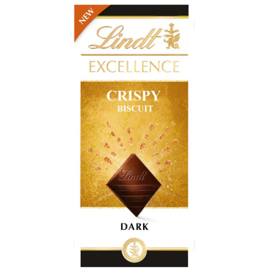 Lindt EXCELLENCE Dark Crispy Biscuit Темный шоколад с добавлением хрустящего печенья 100g