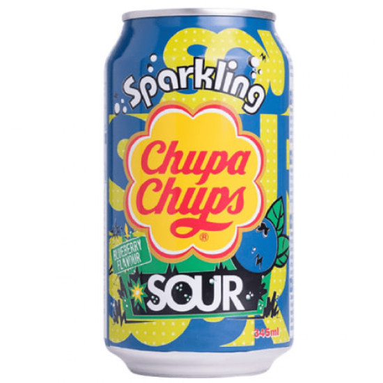 Chupa Chups Sparkling Sour Blueberry Flavour Чупа Чупс кислая черника 345ml