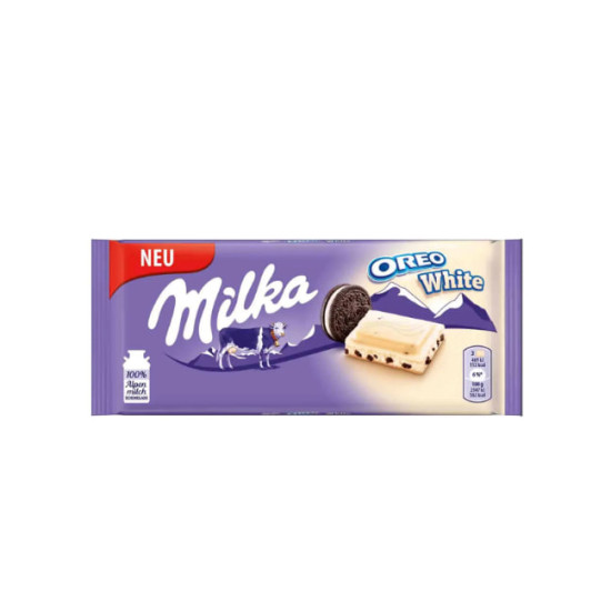 Milka Oreo White Білий шоколад із вершковою начинкою та печивом Oreo 100g