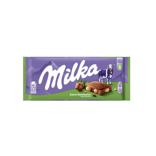 Milka Ganze Haselnüsse Молочний з цільним фундуком 100g