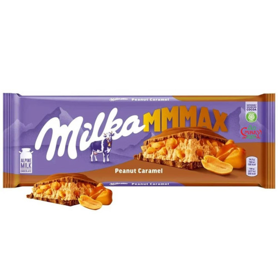 Молочний шоколад Milka MAX Peanut Caramel з карамеллю та арахісом 300 г