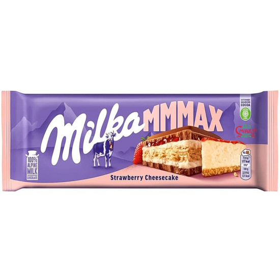 Молочний шоколад Milka MAX Strawberry Cheesecake полуничний чізкейк 300 г