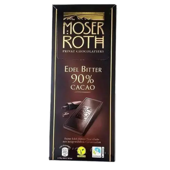 Шоколад чорний 90% какао Moser Roth Edel Bitter 90% cacao 125г Німеччина