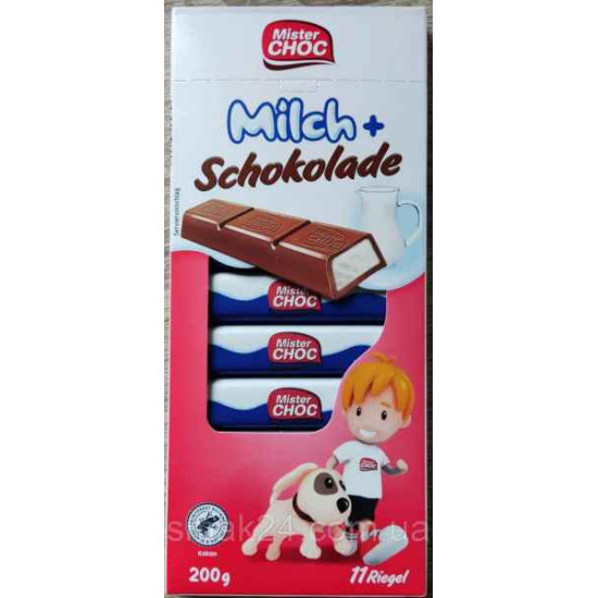 Шоколад молочний Milch Schokolade Mister Choc 200 г Німеччина 